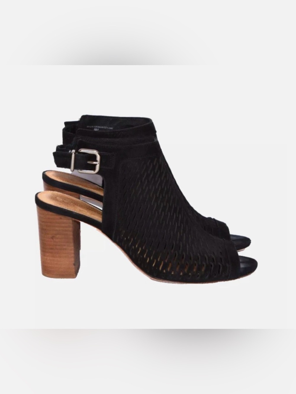 Gianni Bini Black  Perforated Open-Toe Block Heel Sandals Booties Size 8